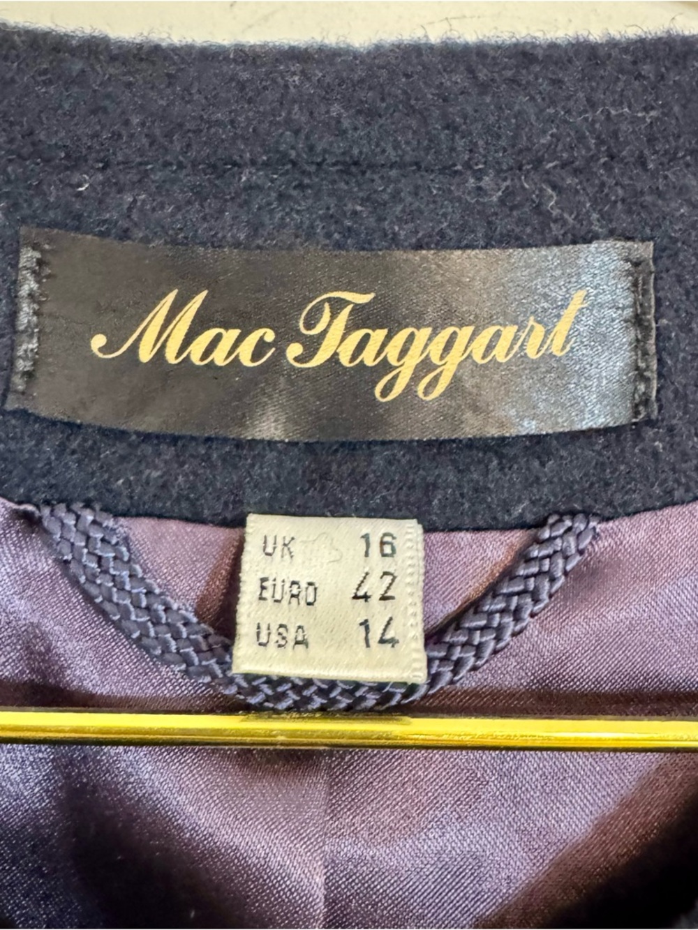Vintage Mac Taggart Wool Cashmere Navy Blazer Gold Buttons Chanel Style Size 14 - Picture 3 of 10